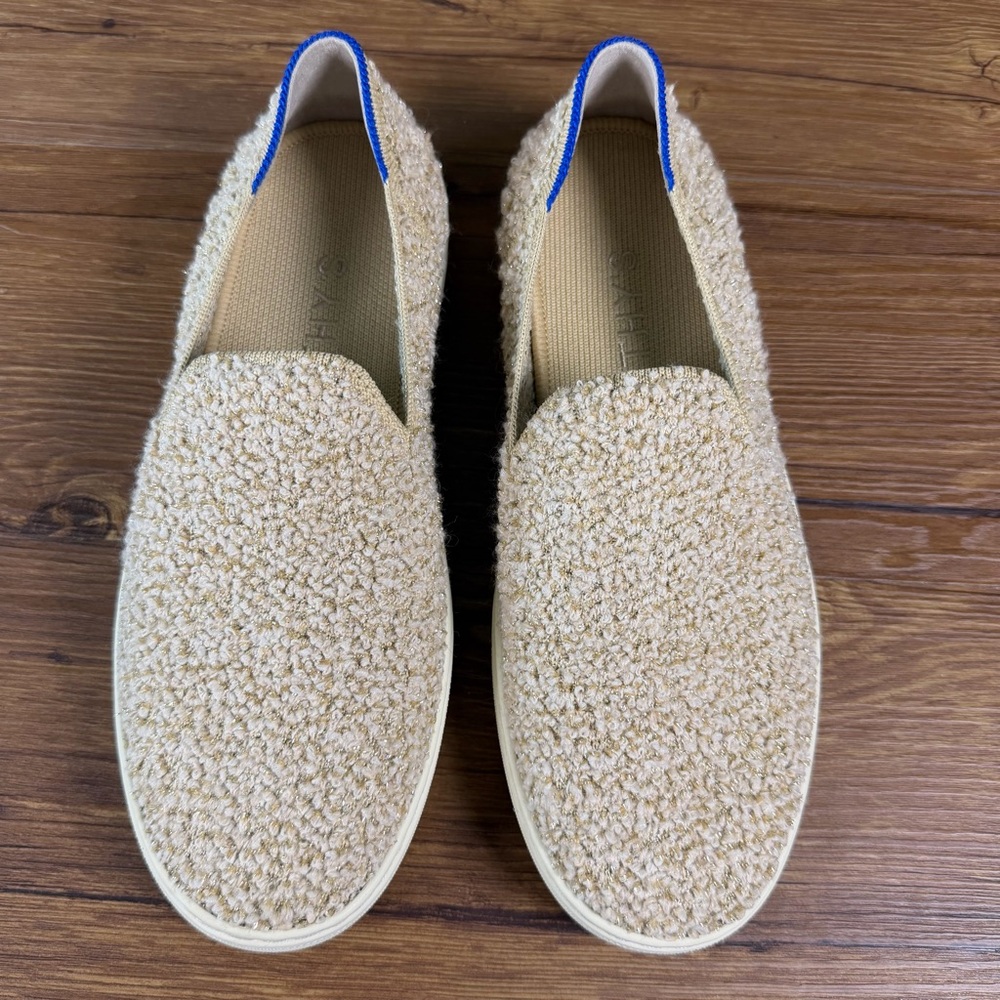 Rothy’s The Original Slip On Sneaker in Honey Bun Shimmer Bouclé Women’s Size 8